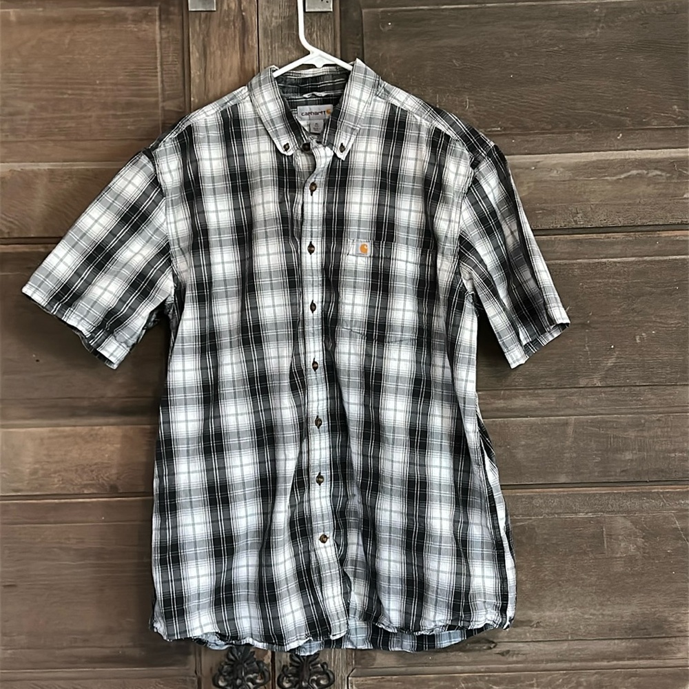 Carhartt Essential Plaid Mens XL Tall Relaxed Fit Button Down Short Sleeve Shirt